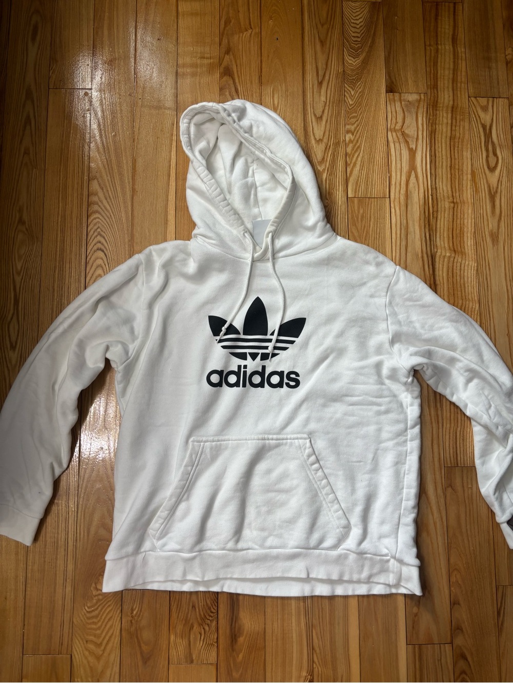 Adidas White Hoodie with Black Trefoil Logo